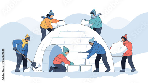 Teamwork Makes the Dream Work Building an Igloo in Winter Fun