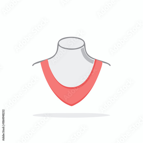 Jewelry Display Mannequin with Red Cloth Drape Minimalist Style Isolated