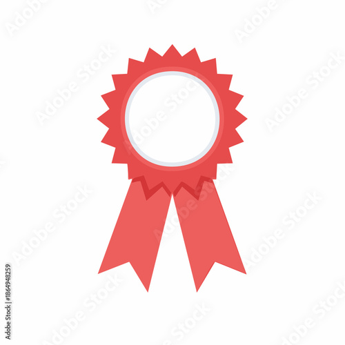 Red rosette ribbon badge award vector icon illustration prize achievement success recognition