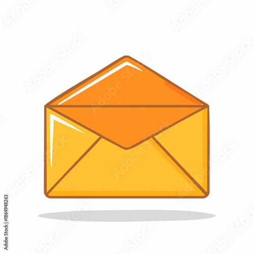 Illustration of an opened envelope with an orange interior showing the letter content. An illustration for messaging purposes.