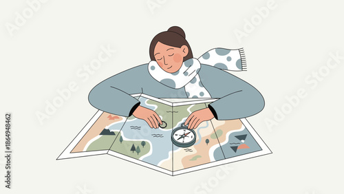 Travel Planning Adventure And Exploration With Map And Compass On Isolated Background