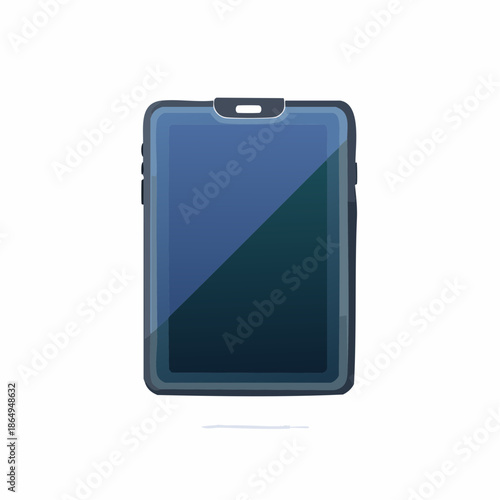 Tablet Illustration with Protective Case and Dark Screen for Application Design Interface Development