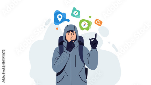 Adventurer Planning Expedition Strategy Considering Navigation Options With Map Location