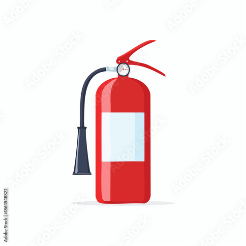 Red Fire Extinguisher Safety Emergency Equipment for Firefighting and Protection Device Icon Flat Vector