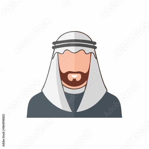 Icon of Middle Eastern Man Wearing Traditional Headdress and Beard - Symbolic Portrait