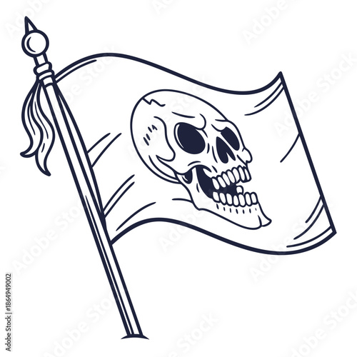 Iconic Pirate Skull and Crossbones Flag Vector