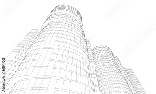 Abstract modern city buildings. Architectural concept sketch