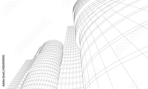 Abstract modern city buildings. Architectural concept sketch