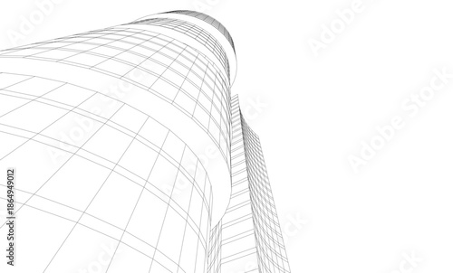 Abstract modern city buildings. Architectural concept sketch