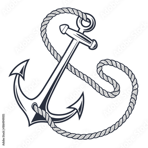 Nautical Pirate Hook with Rope Vector Graphic