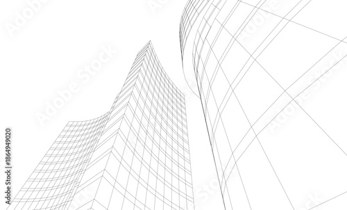 Abstract modern city buildings. Architectural concept sketch