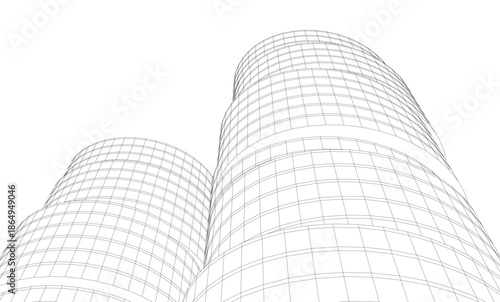 Abstract modern city buildings. Architectural concept sketch