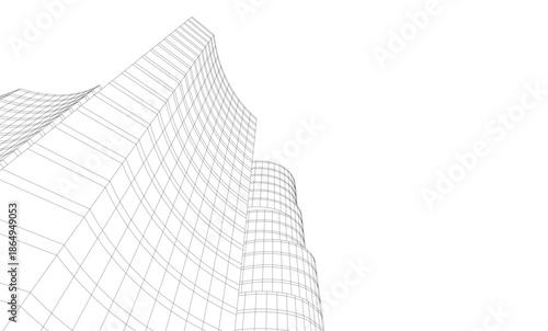 Abstract modern city buildings. Architectural concept sketch