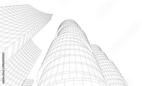 Abstract modern city buildings. Architectural concept sketch
