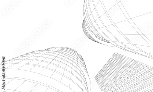 Abstract modern city buildings. Architectural concept sketch