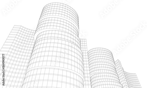 Abstract modern city buildings. Architectural concept sketch