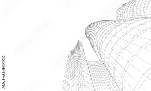 Abstract modern city buildings. Architectural concept sketch