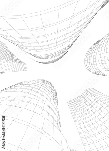 Abstract modern city buildings. Architectural concept sketch