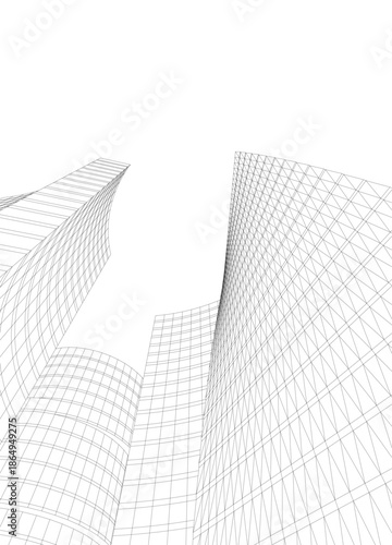 Abstract modern city buildings. Architectural concept sketch