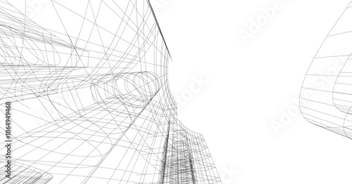 Abstract modern city buildings. Architectural concept sketch