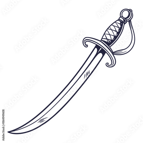 Classic Pirate Cutlass Sword Vector Illustration