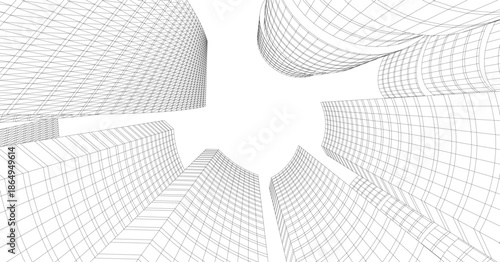 Abstract modern city buildings. Architectural concept sketch