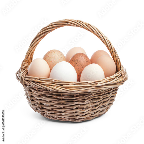 Wallpaper Mural A basket of farm-fresh eggs, their shells in soft shades of brown and white. full length isolate on transparent background Torontodigital.ca