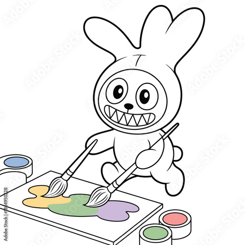 Creative rabbit painting isolated on white background, Vector, illustration