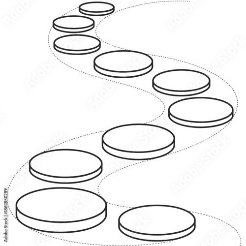 Sequential circular steps isolated on white background, Vector, illustration