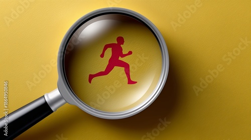 Visual representation of candidate examination with magnification and reflection effects