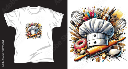 Cooking graphic vector t shirt design print.