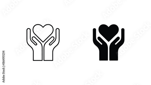 Hands holding hearts isolated on white background, Vector, illustration