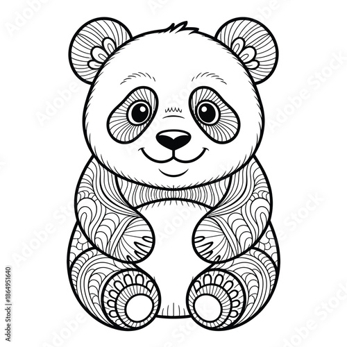 Playful panda illustration isolated on white background, Vector, illustration