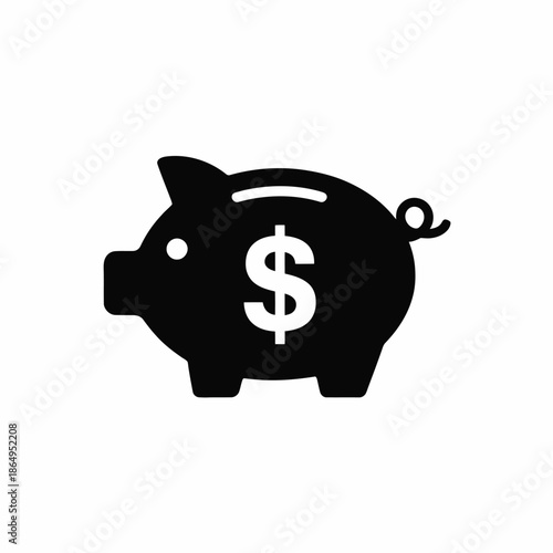 Piggy bank with dollar sign isolated on white background, Vector, illustration