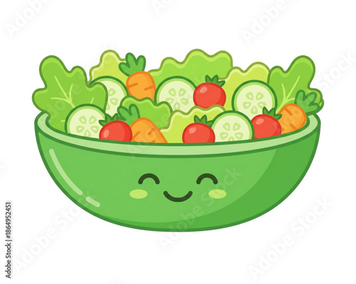 A closeup of a healthy vegetarian salad featuring fresh green lettuce, red tomato, and cucumber in a white bowl, serving as a crisp appetizer or diet meal  for a fresh vegetable dish