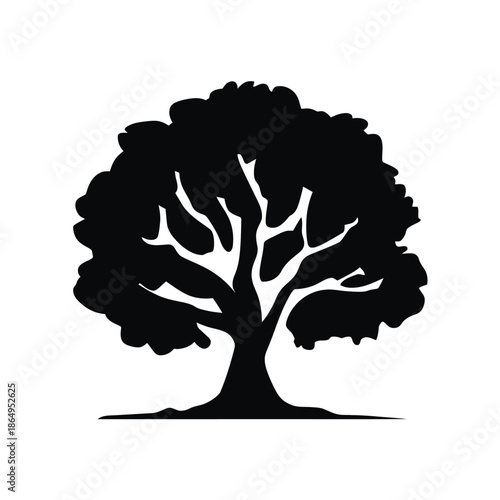 Silhouette of a tree isolated on white background, Vector, illustration