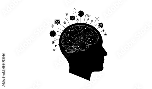 Human cognition and brain thinking process vector illustration for learning concepts