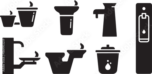 Coffee and water icons in black and white