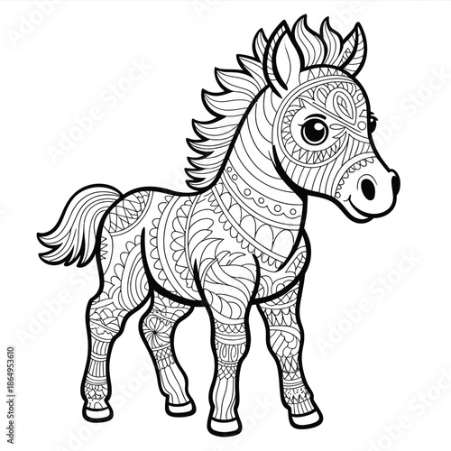 Intricate foal design isolated on white background, Vector, illustration