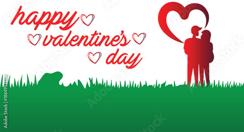 Loving couple embrace in a magical starry atmosphere with glowing particles, vector illustration