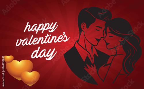 Valentine’s day romantic couple surrounded by shining particles and star lights, vector design