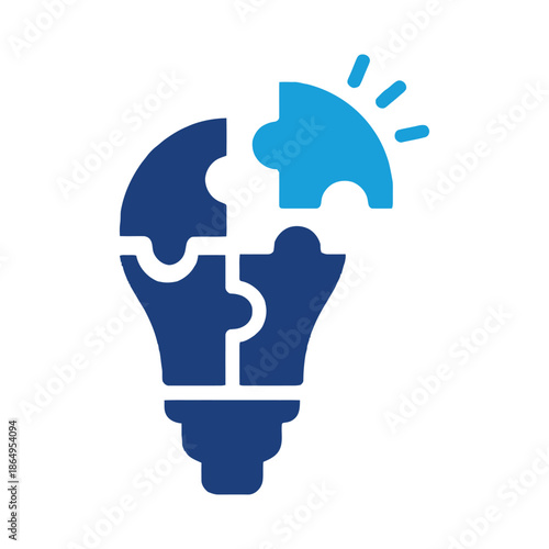 Light bulb with puzzle pieces coming together