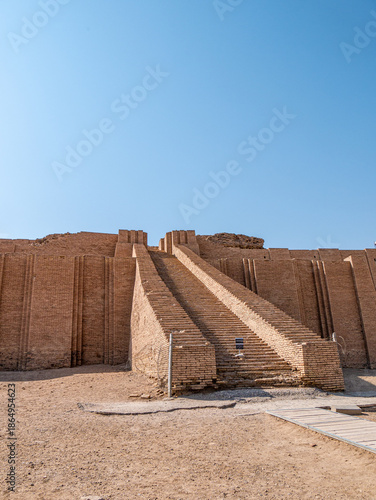 Ziggurat of Ur in Iraq on a clear afternoon - stairs close up shot