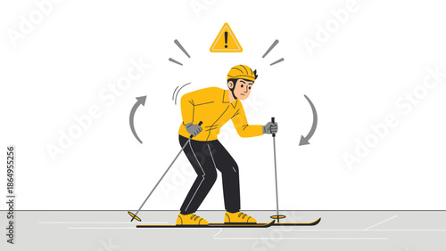 Skiing Accident Illustration Depicting Risk Of Potential Injury On The Mountain
