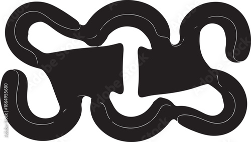 Black chain link icon on white background