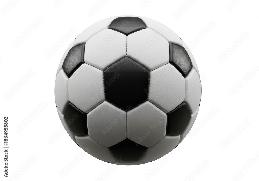 Fototapeta premium High-quality soccer ball with classic black and white panels, perfect for sports designs isolated on transparent background