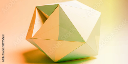 Paper polyhedron model on warm background
