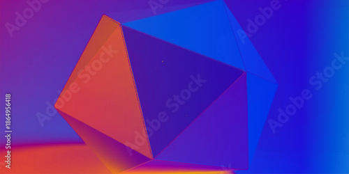 Colorful geometric polyhedron on gradient background.eps