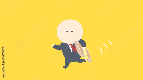 ビジネスイメージイラスト_札束を小脇に挟んで走るビジネスマン