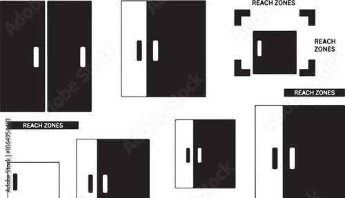 Refrigerator and Cabinet Reach Zones Diagram